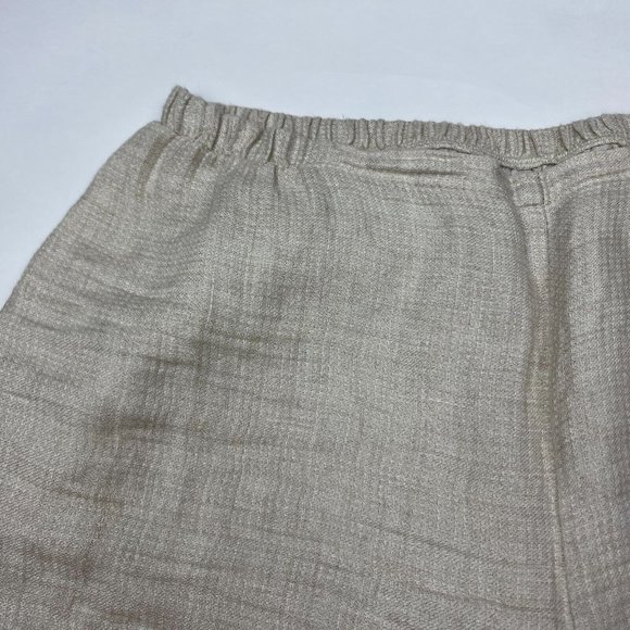 Flax Linen Ankle Pants Tapered Leg Elastic Waist Flat‎ Front Lightweight Women L - Picture 5 of 11